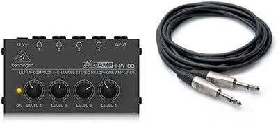Behringer MICROAMP HA400 4-Channel Headphone Amplifier Bundle