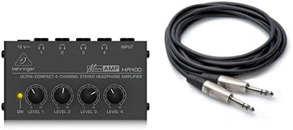 Behringer MICROAMP HA400 4-Channel Headphone Amplifier Bundle