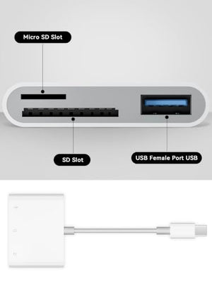 Generic 3-in-1 USB-C SD and MicroSD Card Reader with USB-A Port