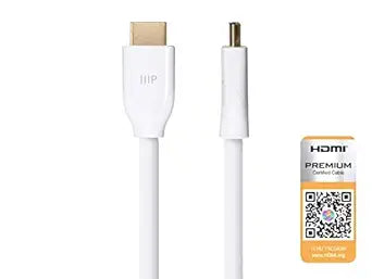 Monoprice 116118 Premium HDMI Cable 4K 60Hz White 6ft
