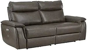 Lexicon Maroni 80" Brown Leather Double Reclining Loveseat
