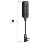 GE Pro Mini 53240 3-Outlet Power Strip, 2 Pack, Black/Gray