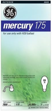GE 26439 175W Mercury Vapor Light Bulb - White