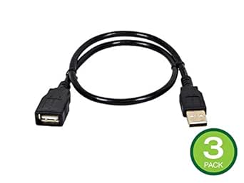 Monoprice 139921 1.5ft USB 2.0 A Male to Female Extension Cable (3 Pack)