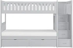 Lexicon Orion 97" Reversible Step Storage Bunk Bed Gray