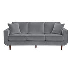 Lexicon 194840166702 Vera Gray Velvet Living Room Sofa