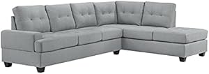 Lexicon Dunstan 18.5" Fabric Reversible Sectional Sofa - Light Gray