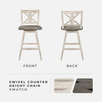 Lexicon D185602-24WT Havre Swivel Counter Barstools White