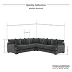 Lexicon 194840172567 Quinby Modular Sectional Sofa - 5-Seater, Gray