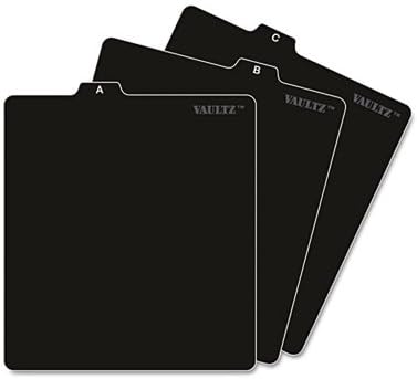 Vaultz A-Z CD File Guides 5 x 5 3/4 Black 8-Pack