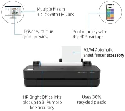 HP DesignJet T250 24" Wireless Plotter Printer Bundle