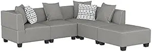 Lexicon Jayne Gray Modular Sectional with Ottoman