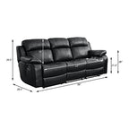 Lexicon 194840123699 Baylands Black Leather Reclining Sofa Set