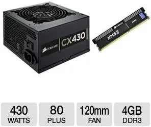 Corsair CX430 430W PSU & 4GB DDR3 Bundle