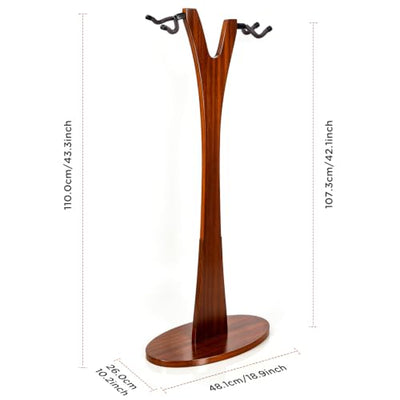PUNK Dual Guitar Floor Stand in Solid Sapele Wood