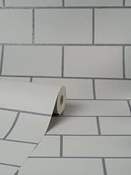 Crown M1637 Metro White Tile Wallpaper