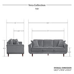 Lexicon 194840166702 Vera Gray Velvet Living Room Sofa