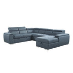 Lexicon 194840129479 Cataleya Blue Chenille 4-Piece Sectional Sofa