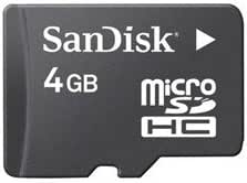 SanDisk 4GB MicroSDHC Card for Blackberry — main product image