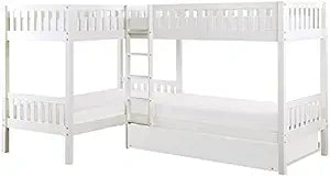 Lexicon Galen White Wood Corner Bunk Bed with Trundle