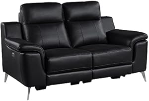 Lexicon Antonio Black Leather Power Reclining Loveseat
