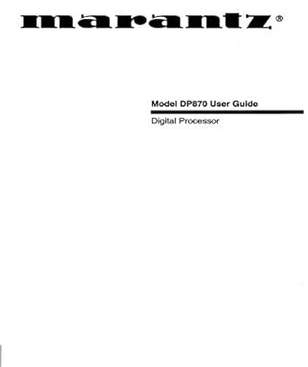 Misc DP870 Marantz Digital Processor Instruction Manual