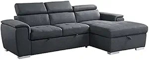 Berel Fabric Sectional with Pull-Out Bed - Dark Gray