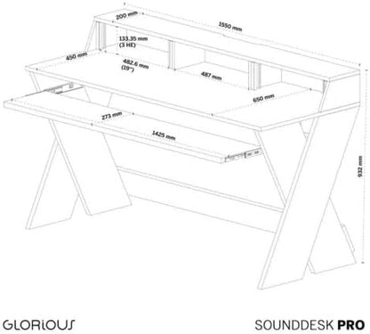 Glorious AMS-SOUND-DESK-PRO-WAL Studio Desk Workstation Walnut