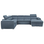 Lexicon 194840129479 Cataleya Blue Chenille 4-Piece Sectional Sofa