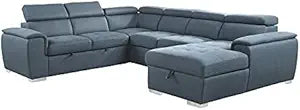 Lexicon Berel 4-Piece Fabric Sectional Pull-Out Bed Blue