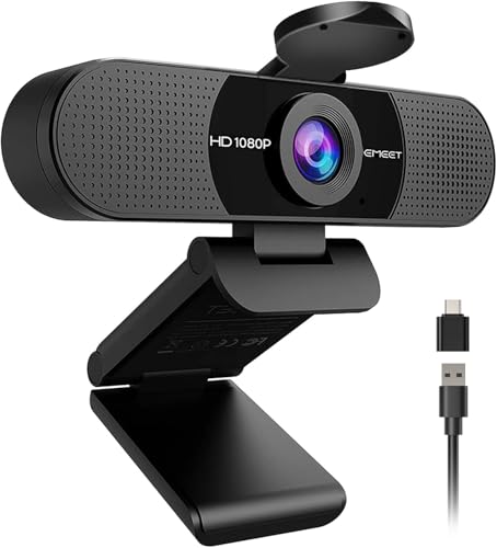 EMEET C960 1080P Webcam with Microphone, 2 Mics, 90° FOV, USB Type-A & A-to-C Adapter, Fixed Focus, Plug&Play Computer Camera for Zoom/Teams/Facetime/YouTube/Google Meet/Switch 2 Camera, 2025 Version — main product image