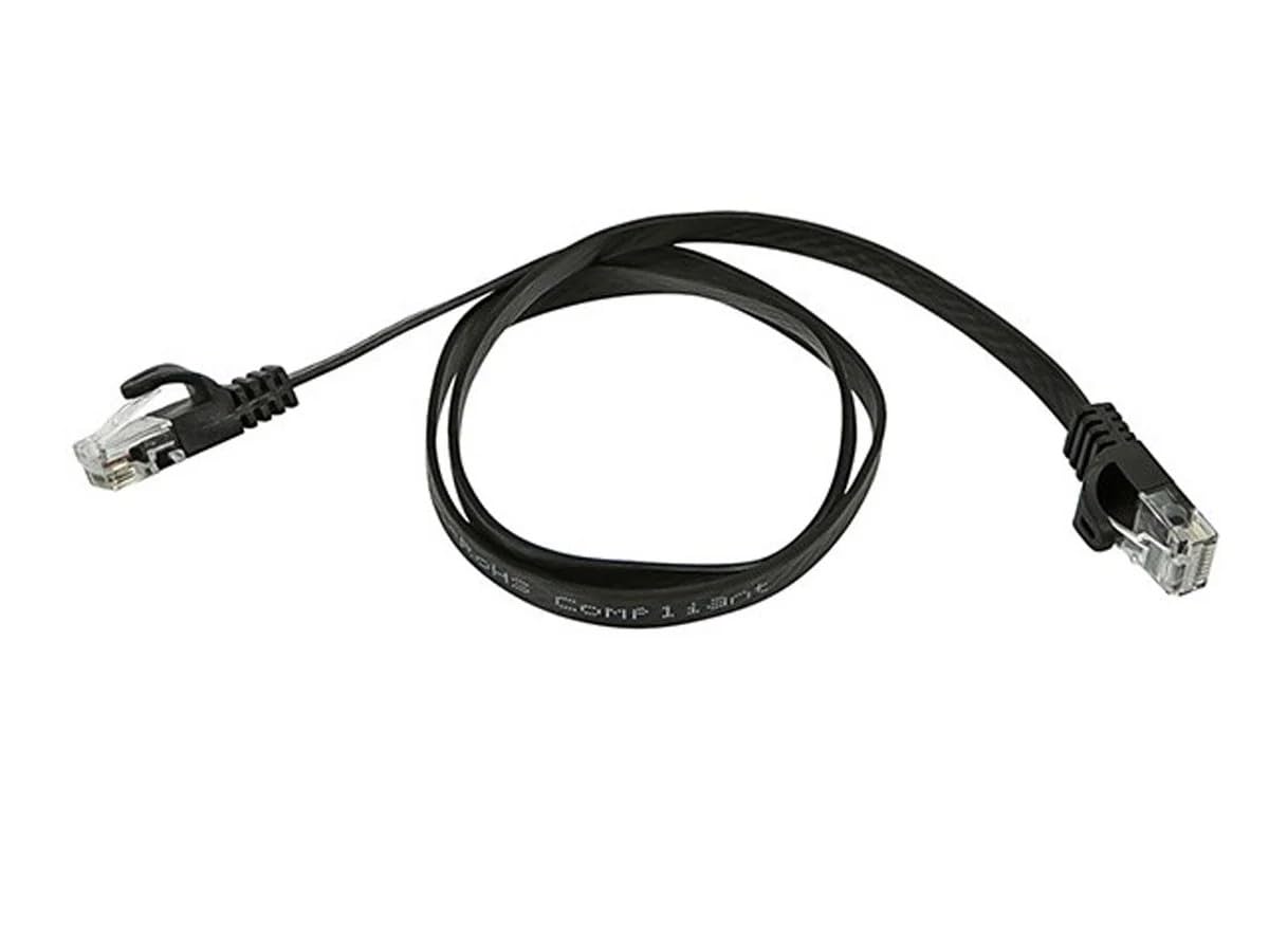 Monoprice 109546 2ft Cat5e Black Flat Ethernet Cable