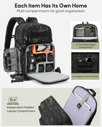 RAINSMORE Tactical Camera Backpack for DSLR and Mirrorless Kits