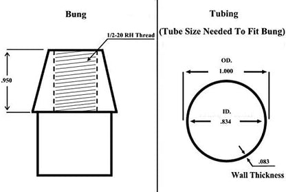 QSC 1/2-20 RH Threaded Weld-In Bung Adapter