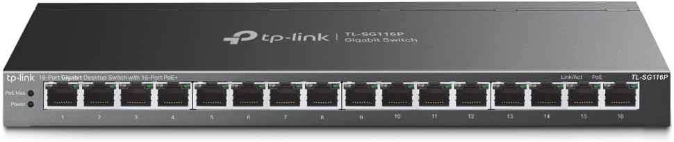 TP-Link TL-SG116P 16-Port Gigabit PoE+ Switch