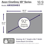 Elite Screens AR92DHD3 Aeon CineGrey 3D Projector Screen