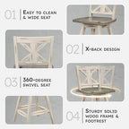 Lexicon D185602-24WT Havre Swivel Counter Barstools White