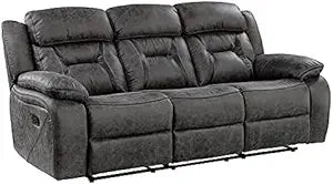 Lexicon Madrona Hill Microfiber Reclining Sofa Gray