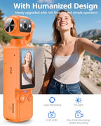 CGXUED Pocket Vlogging Camcorder with 180° Rotating Lens