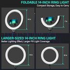 UBeesize 14-Inch Foldable LED Ring Light with 62-Inch Tripod