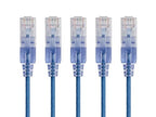 Monoprice Cat6A Ethernet Patch Cable - 1 Feet - Blue 5-Pack SlimRun