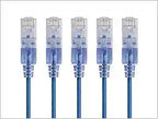 Monoprice Cat6A Ethernet Patch Cable - 1 Feet - Blue 5-Pack SlimRun