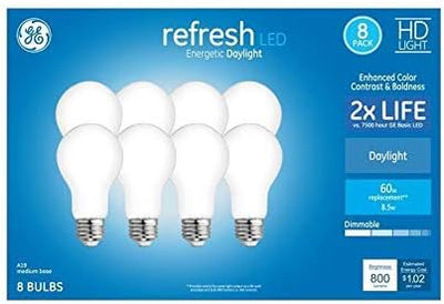 GE 44937 Refresh 60W EQ A19 Daylight LED Bulb 8-Pack