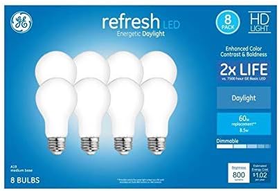 GE 44937 Refresh 60W EQ A19 Daylight LED Bulb 8-Pack