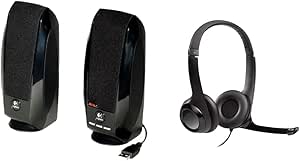 Logitech S150 USB Speakers & H390 Wired Headset Combo