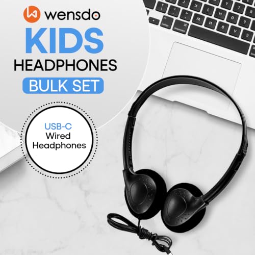 Wensdo USB-C Classroom Headphones, 20-Pack On-Ear Student Set — main product image