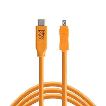 Tether Tools TetherPro USB-C to Mini-B 8-Pin Cable 15ft Orange