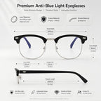 Hiiooweiyi Semi-Rimless Blue Light Blocking Computer Glasses