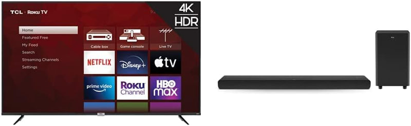 TCL 75S435 75-Inch 4-Series 4K Roku TV + Alto 8 Plus Sound Bar — main product image