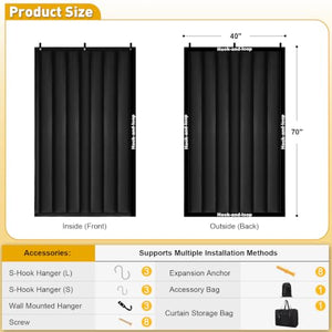 TWAKAP 5-Layer Soundproof Blanket Curtain for Doors and Windows